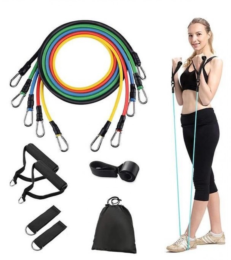 Power Resistance Band Set of 11 Piece 5 Tubes Door Hanger