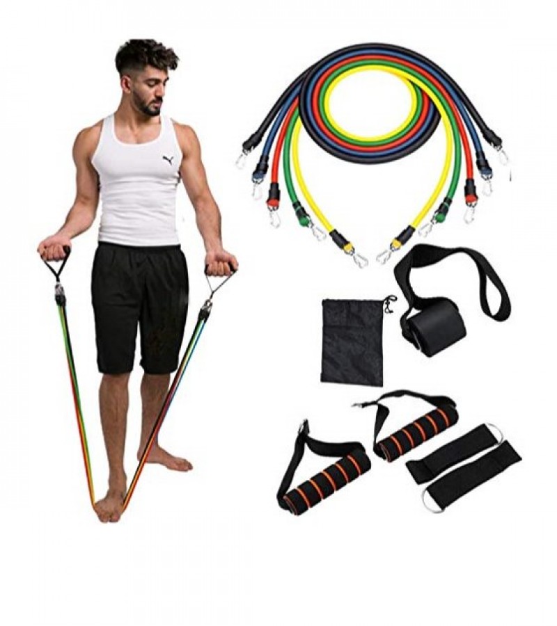 Power Resistance Band Set of 11 Piece 5 Tubes Door Hanger