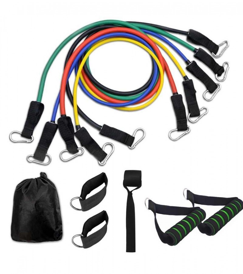 Resistance Band Power Resistance Set of 11 Piece 5 Tubes Door Hanger